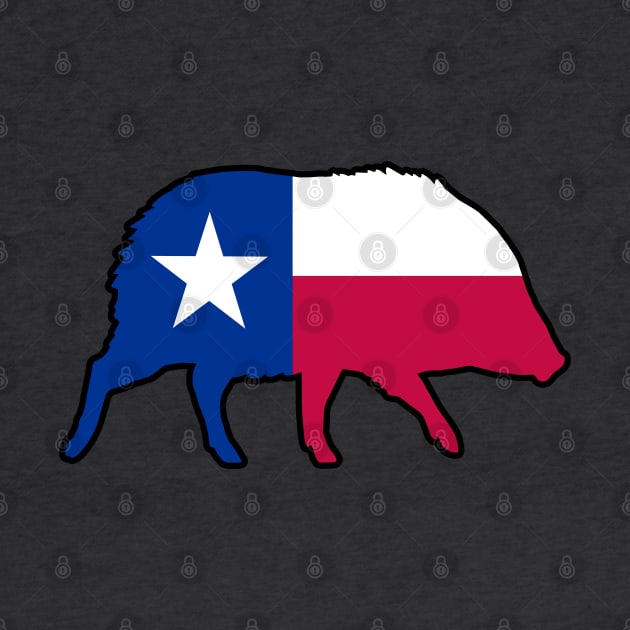 Javelina Silhouette with Texas Flag by Coffee Squirrel